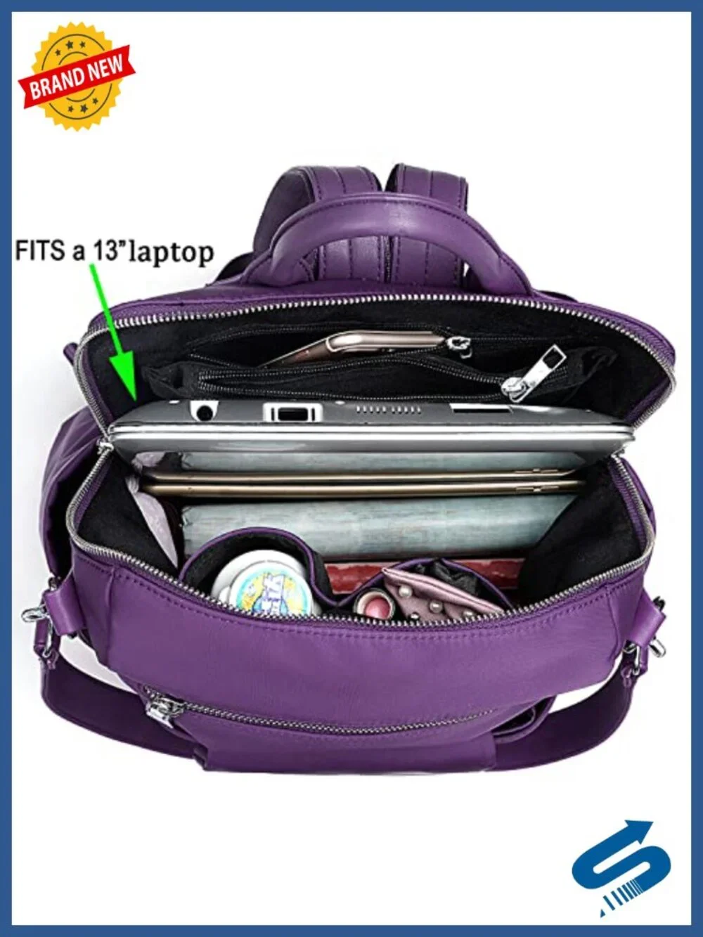 Nylon Oxford Waterproof Laptop Backpack Women Rucksack Detachable Crossbody